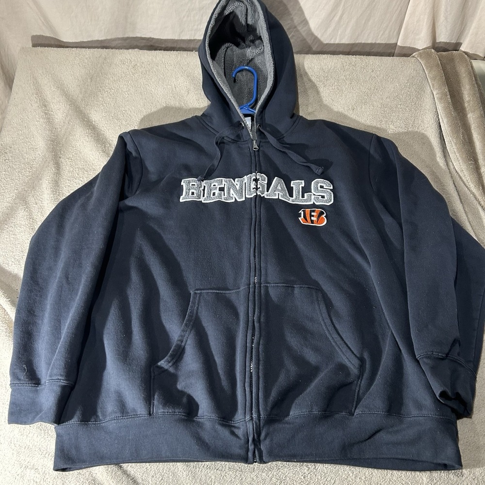 Cincinnati Bengals NFL Team Apparel Sherpa Lined Full Zip Hoodie Mens 2XL